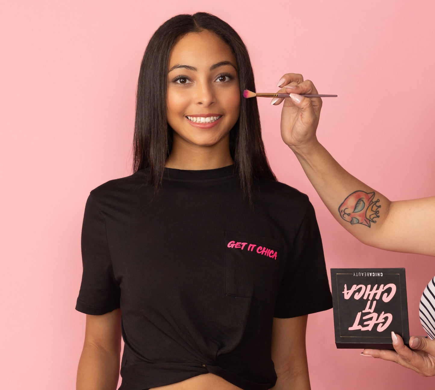 GET IT CHICA Black front twist pocket tee