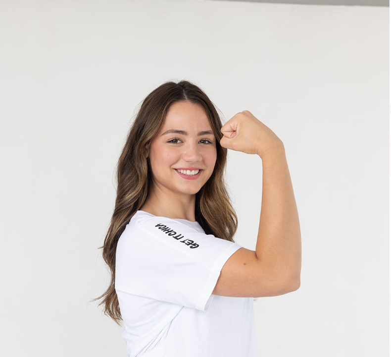 GET IT CHICA White Back Cinch Tee